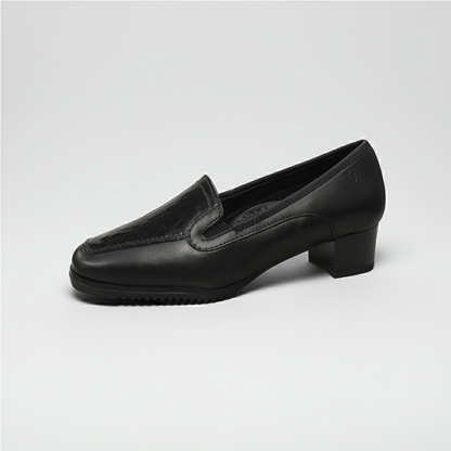 Scarpe Donna Cinzia Soft Art 5398 - Tacco a Blocco 3 cm, Elastici Laterali, Vera Pelle, Vernice in Stampa Cocco Nero