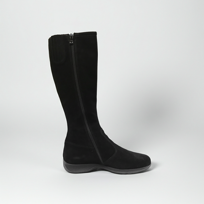 Stivali bassi Donna NeroGiardini A005102D Vera Pelle Scamosciata, Fondo gomma, Cerniera Zip - Colore Nero