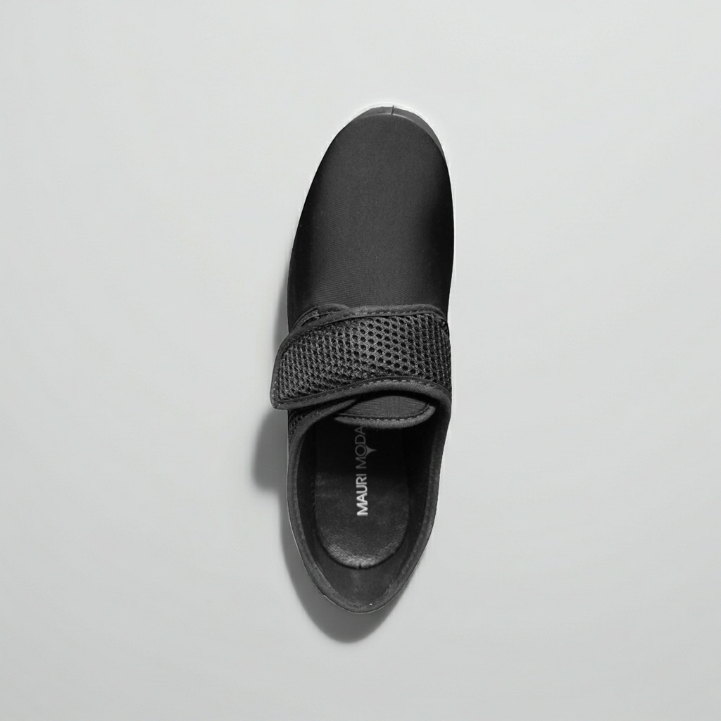 Scarpa Comfort per Riabilitazione, Mauri Moda, Chiusura a Strappo, Plantare Estraibile, Nero