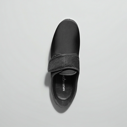 Scarpa Comfort per Riabilitazione, Mauri Moda, Chiusura a Strappo, Plantare Estraibile, Nero