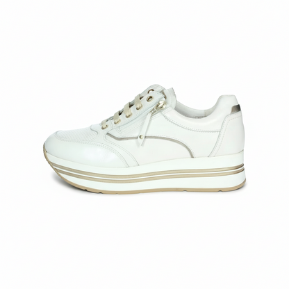 Sneakers Cinzia Soft IV919575 White/Gravel Bianco e oro, Vera Pelle, Platform, Zip, Plantare estraibile