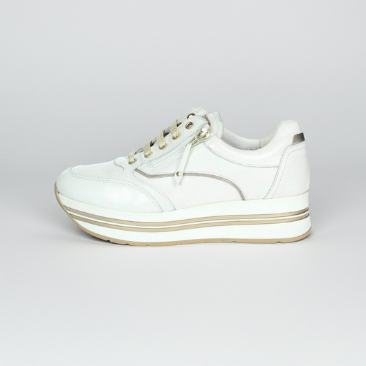 Sneakers Cinzia Soft IV919575 White/Gravel Bianco e oro, Vera Pelle, Platform, Zip Laterale