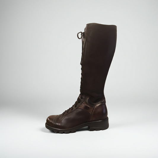 Stivali Anfibi Donna NeroGiardini Stivale 00460 Vera Pelle, Fondo Gomma, Cerniera Zip, Lacci, Marrone Testa di Moro - Numero 39 ( EU)