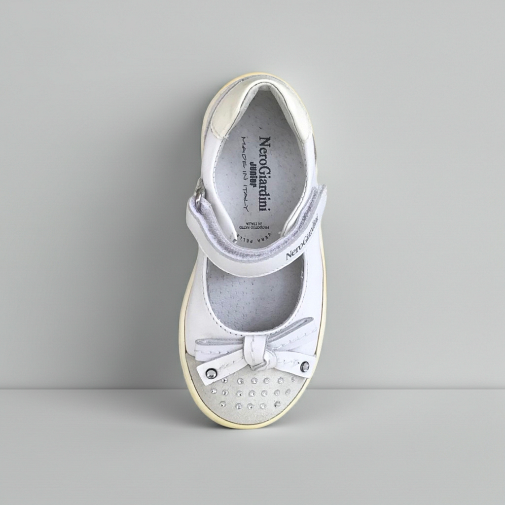Ballerine con cinturino NeroGiardini P319760F Vera Pelle Bianco, 24 EU