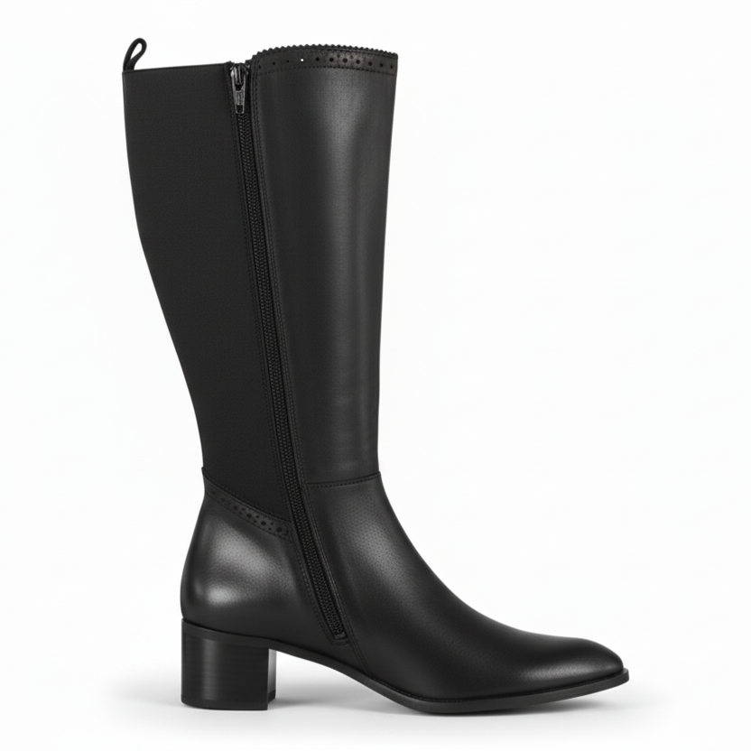 Stivali Ok Calzature 1200 in Nappa, con Elastici laterali e Zip, Tacco a blocco, 40 EU