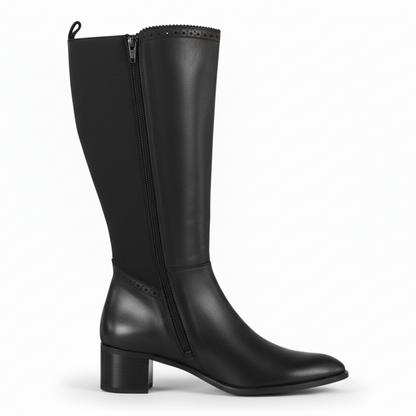 Stivali Ok Calzature 1200 in Nappa, con Elastici laterali e Zip, Tacco a blocco, 40 EU