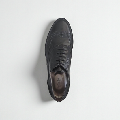 Scarpe Inglesine Donna NeroGiardini A513350D Stile Oxford, Tacco basso, Vera Pelle Abrasivata, Nero - Numero 36