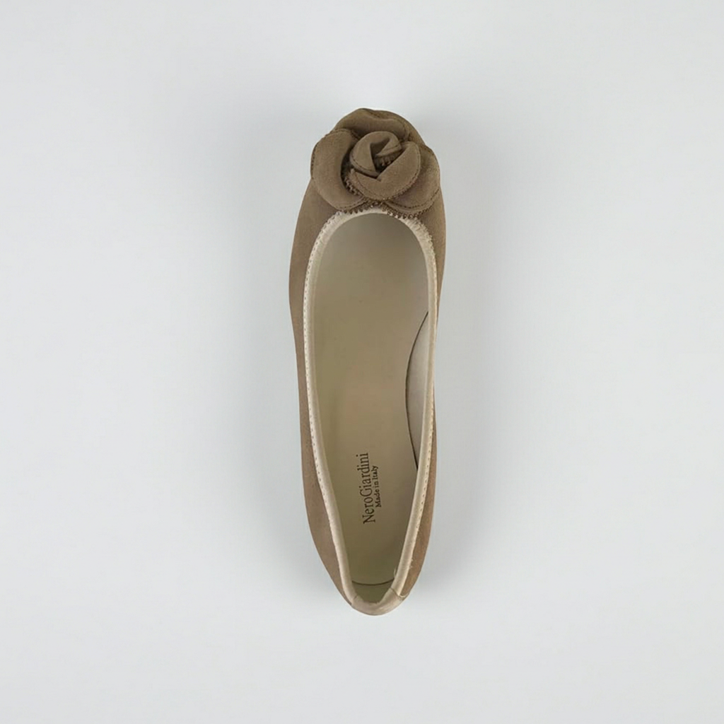 Ballerine Donna NeroGiardini P106020D Tacco Basso specchiato Vera Pelle Castoro Beige