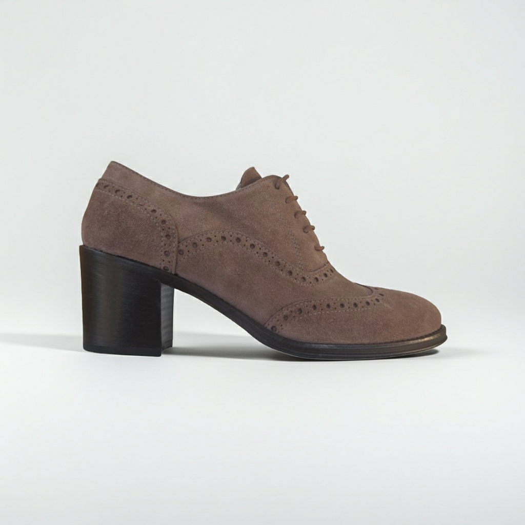 Scarpe Francesine Donna NeroGiardini A005420D - Tacco a blocco, Pelle Scamosciata, Verdegris Tortora