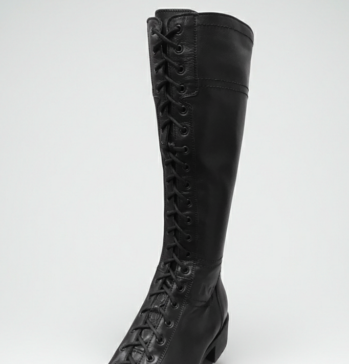 Stivali Anfibi Donna NeroGiardini A309541D Vera Pelle, Cerniera Zip, Lacci, Nero, 38 EU
