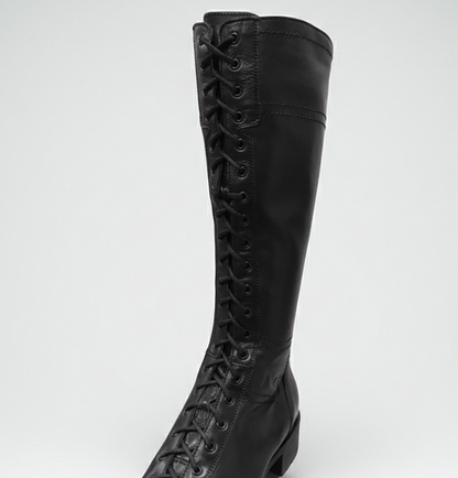 Stivali Anfibi Donna NeroGiardini A309541D Vera Pelle, Cerniera Zip, Lacci, Nero, 38 EU
