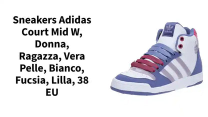 Sneakers Adidas Court Mid W, Donna, Ragazza, Vera Pelle, Bianco, Fucsia, Lilla, 38 EU by@Outfy