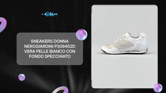 Sneakers Donna NeroGiardini P308452D Vera Pelle Bianco con fondo specchiato by@Outfy