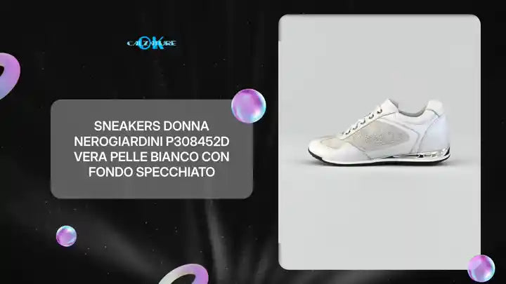 Sneakers Donna NeroGiardini P308452D Vera Pelle Bianco con fondo specchiato by@Outfy