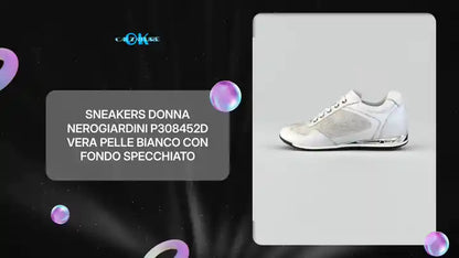 Sneakers Donna NeroGiardini P308452D Vera Pelle Bianco con fondo specchiato by@Outfy