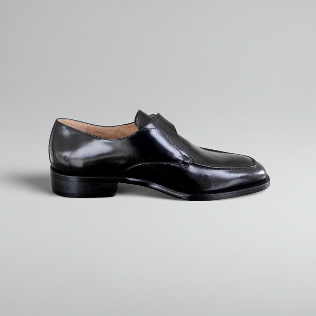 Scarpe Eleganti Uomo Colletti 2724 Vera Pelle Nero Lucido con Fibbia Argento