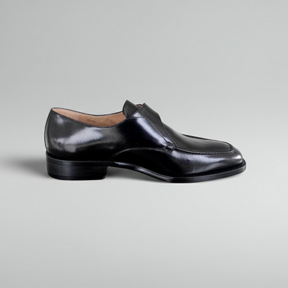 Scarpe Eleganti Uomo Colletti 2724 Vera Pelle Nero Lucido con Fibbia Argento