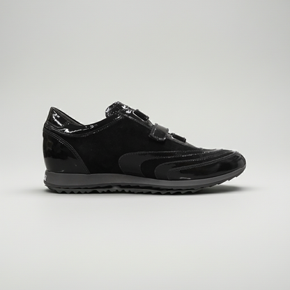 Sneakers A907919 in Vera Pelle Naplak, Pelle Scamosciata, chiusura triplo strappo, Nero 40/41x2/42/43