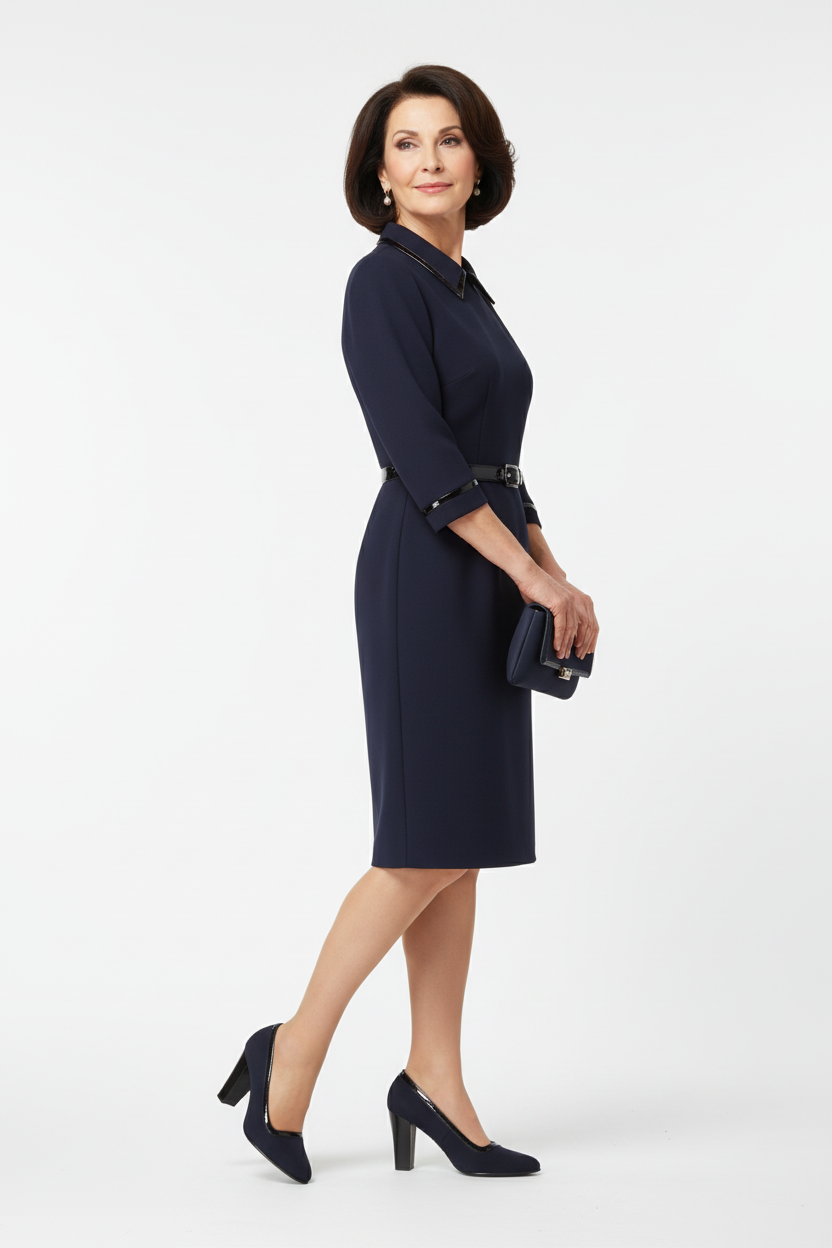 Dècolletè Donna Erika D’Alessio 847, Tela Seta, Vera Pelle, Profilo Vernice, Blu