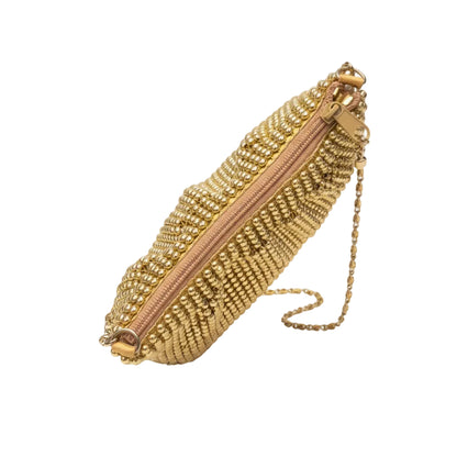 Pochette oro Albertario, rete di perline metalliche, Minibag