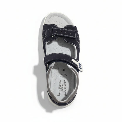 Sandali Bambino Nero Giardini Junior P533640M – Vera Pelle Blu Bianco con Stella Taglia 34
