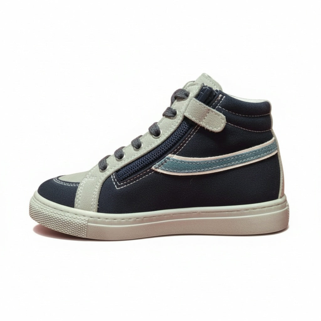 Sneakers Bambini, Nero Giardini Junior, A529741M, Vera Pelle, Blu, Fumo, Petrolio - 28 EU