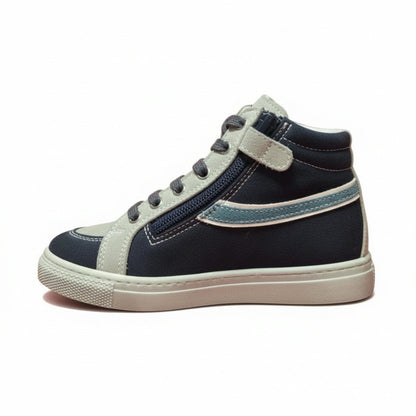 Sneakers Bambini, Nero Giardini Junior, A529741M, Vera Pelle, Blu, Fumo, Petrolio - 28 EU