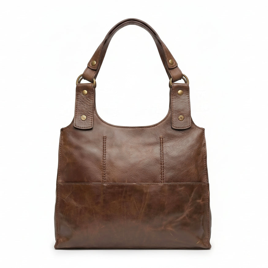 Borsa Nero Giardini a Spalla e a Tracolla, Donna, Vera Pelle, Effetto Graffio, Marrone
