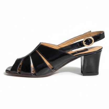Sandali Donna Comfort, 2431, Vera Pelle in Vernice, Nero, 36 IT