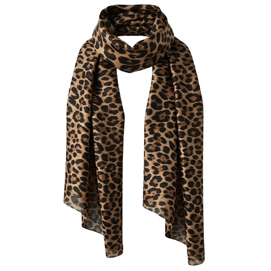 Sciarpa Foulard Leopardato Donna Cammello