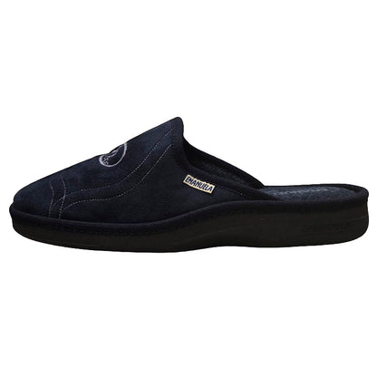 Pantofole EMANUELA in Velour Blu, Interno in Lana Cotta, Modello 1100