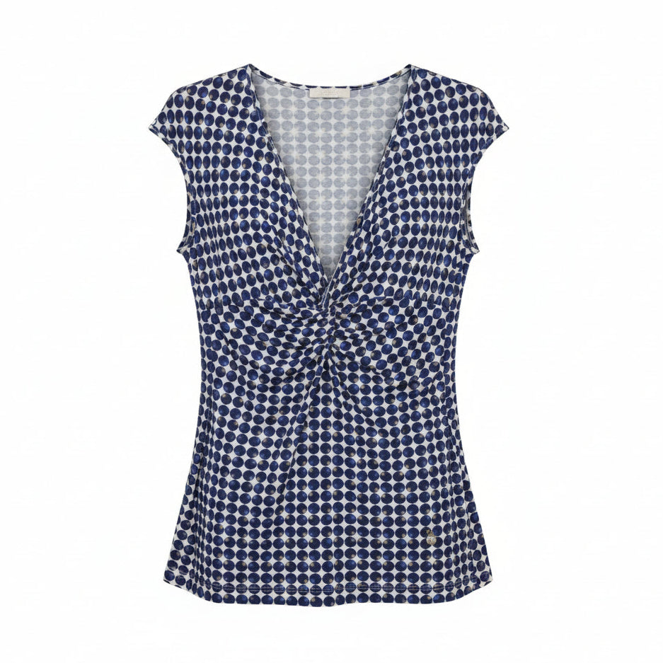 Blusa Estiva Donna Nero Giardini, Pois Blu e Bianco