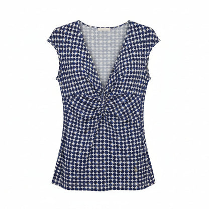 Blusa Estiva Donna Nero Giardini, Pois Blu e Bianco