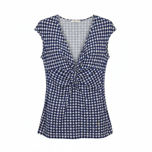 Blusa Estiva Donna Nero Giardini, Pois Blu e Bianco