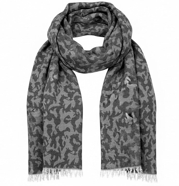 Sciarpa Greenwich Polo Club stampa mimetica Grigio e Nero, con custodia pochette