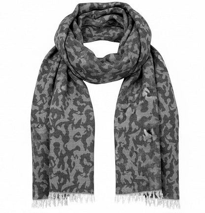 Sciarpa Greenwich Polo Club stampa mimetica Grigio e Nero, con custodia pochette