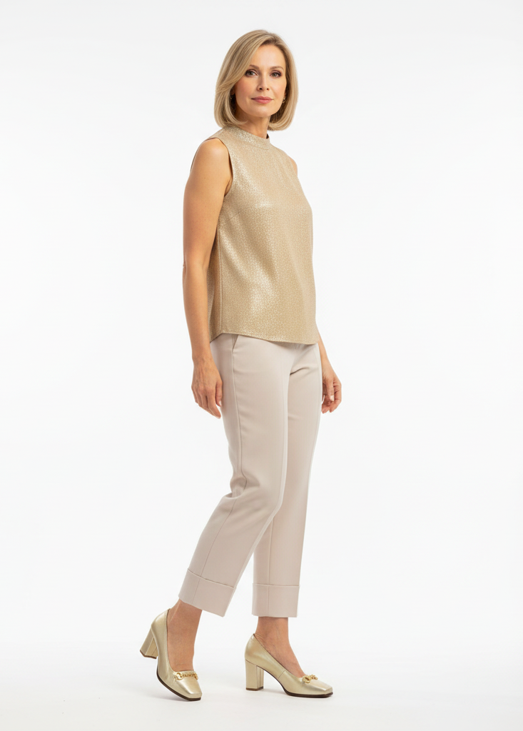 Décolleté Ok Calzature 04004 Vera Pelle Platino con morsetto oro