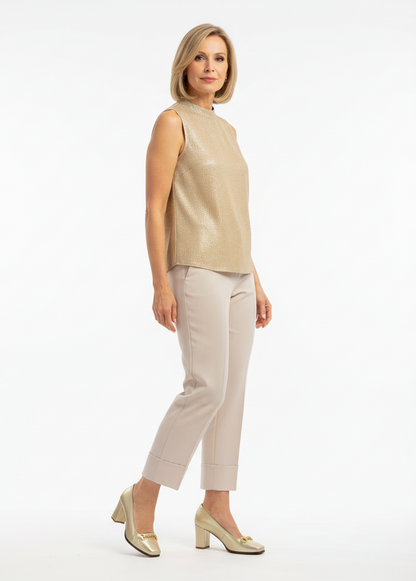 Décolleté Ok Calzature 04004 Vera Pelle Platino con morsetto oro
