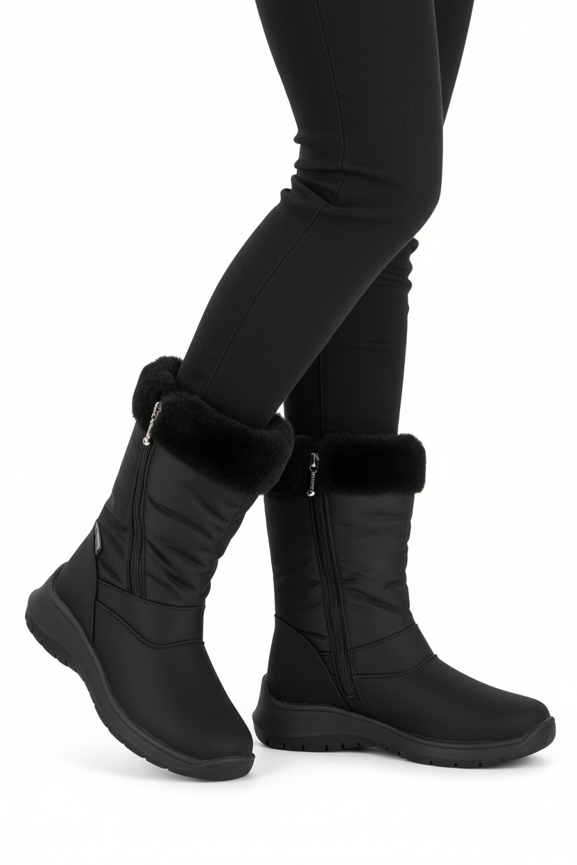 Stivali NIS Air-On Feet, 314735/2, Nero, Piumino e Pelliccia, zip, fondo antiscivolo, Inverno - 36 EU