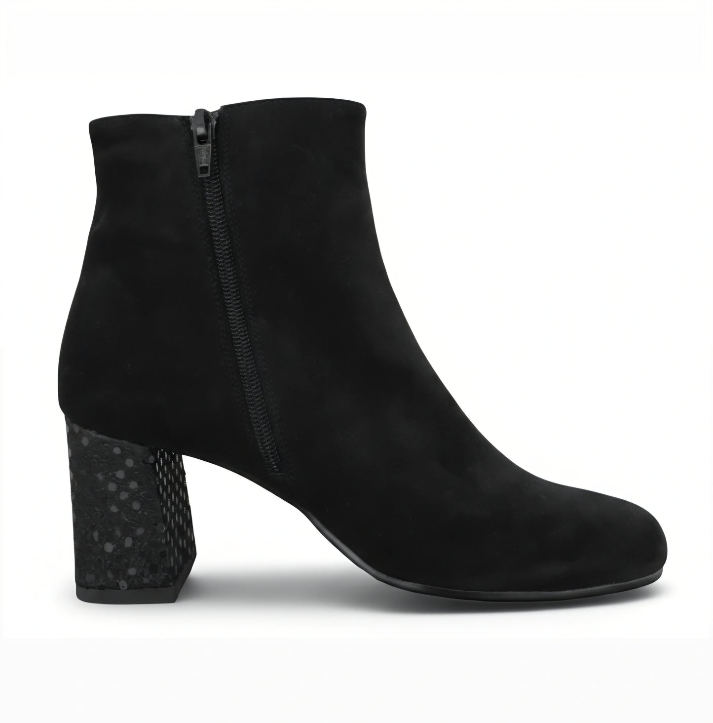 Stivaletti Neri Donna Cinzia Soft, Tacco a blocco 6 cm, Vera Pelle Scamosciata, Cerniera Laterale - Numero 41 EU