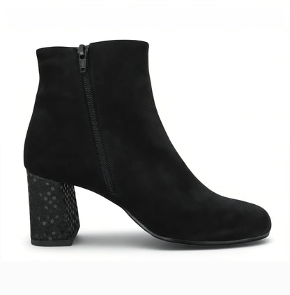 Stivaletti Neri Donna Cinzia Soft, Tacco a blocco 6 cm, Vera Pelle Scamosciata, Cerniera Laterale - Numero 41 EU