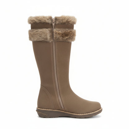 Stivali Tortora Beige, con inserti in Pelliccia, Vera Pelle, Cricket 3204