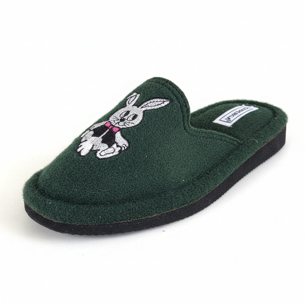 Pantofole per bambini, Superga, Verde, con coniglio ricamato, 29/30 IT
