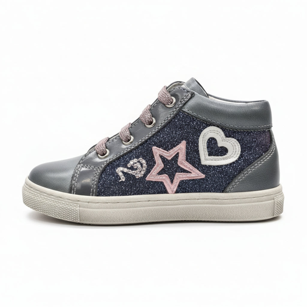 Scarpe da bambina Nero Giardini con zip, glitter cangianti, Vera Pelle - 23 EU