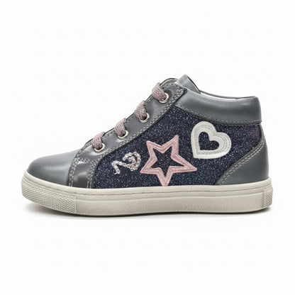 Scarpe da bambina Nero Giardini con zip, glitter cangianti, Vera Pelle - 23 EU