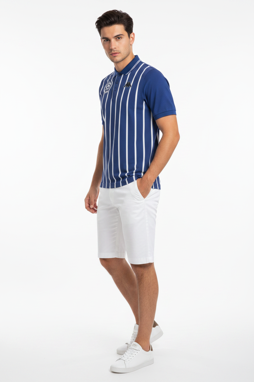 Polo Uomo Kappa Blu a Righe Bianche Sportiva