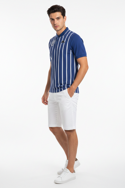 Polo Uomo Kappa Blu a Righe Bianche Sportiva