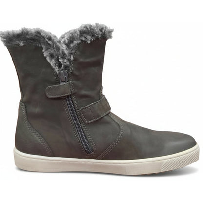 Stivali Chukka Bambina, NeroGiardini, Vera Pelle, con Bordo in Pelliccia e Zip, Comfort e Calore per Inverno, Grigio Antracite