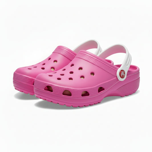 Ciabatte forate bambina, stile Crocs, De@de, in gomma, Fucsia