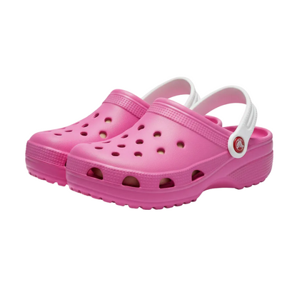 Ciabatte forate bambina, stile Crocs, De@de, in gomma, Fucsia